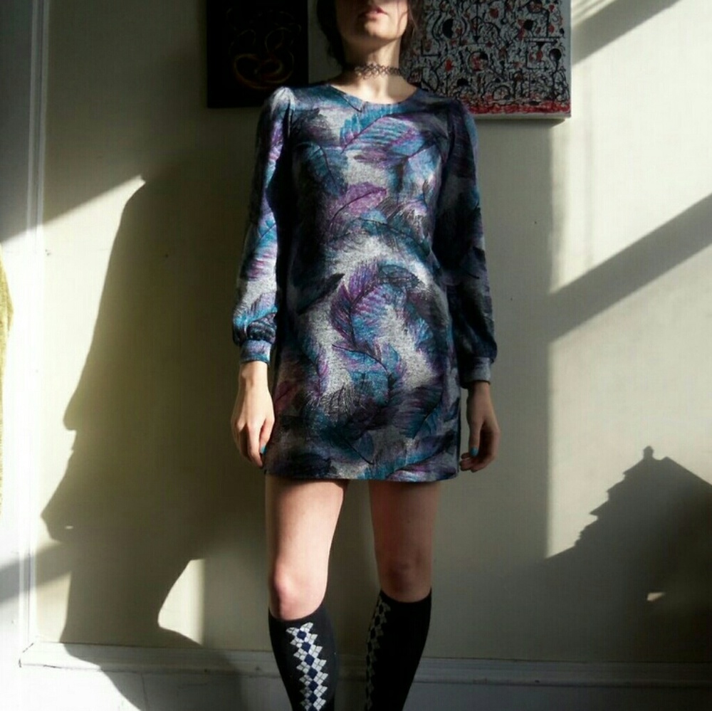 Feather Print Tunic or Mini Dress